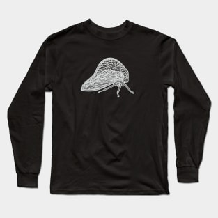 Treehopper Ink Art - cool insect bug design - on dark grey Long Sleeve T-Shirt